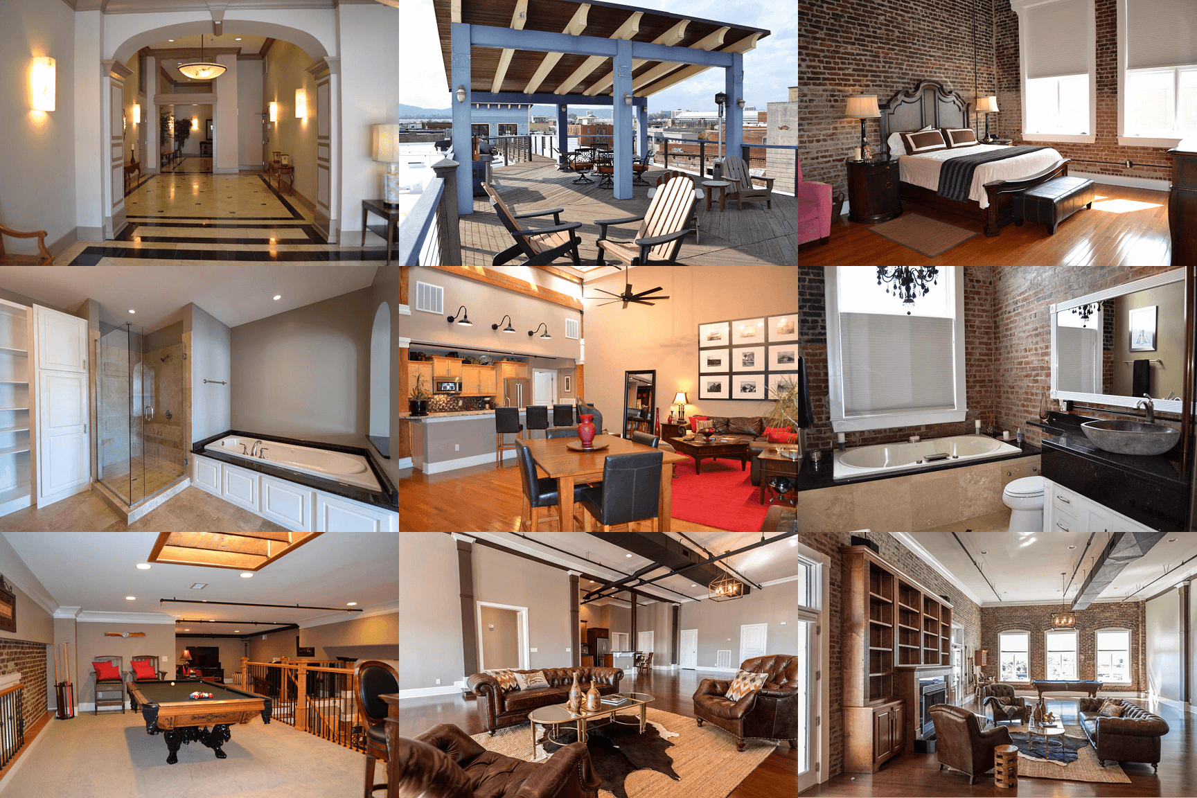 Collage of rooms on Market street in downtown Chattanooga